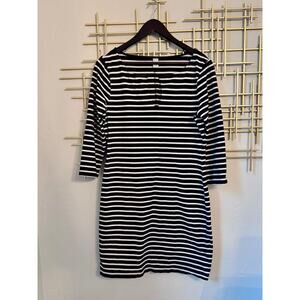 Old Navy Black White Striped Dress Medium